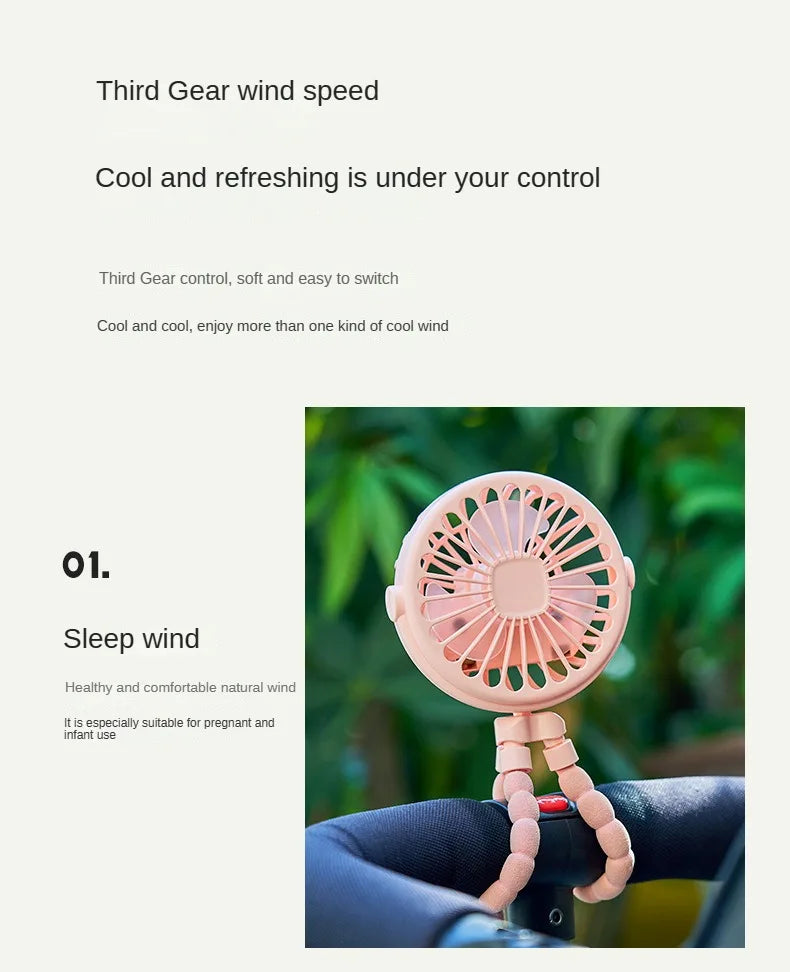 Fan for Cart Stroller Fans Portable Outdoor Fan Clip On for Baby 600mAh USB Rechargeable Handheld Electric Fan for Home 3 Speeds