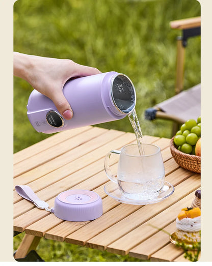 LED Digital Display Boiling Water Electric Bottle 220V 400W Leakproof Travel Milk Coffee Heating Cup Portable Hot Water Kettle