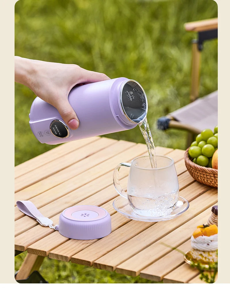 LED Digital Display Boiling Water Electric Bottle 220V 400W Leakproof Travel Milk Coffee Heating Cup Portable Hot Water Kettle