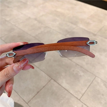 Trendy Punk Sunglasses Rimless Rectangle Sun Glasses for Men Women Fashion UV400 Driving Shades Frameless Gradient Eyewear