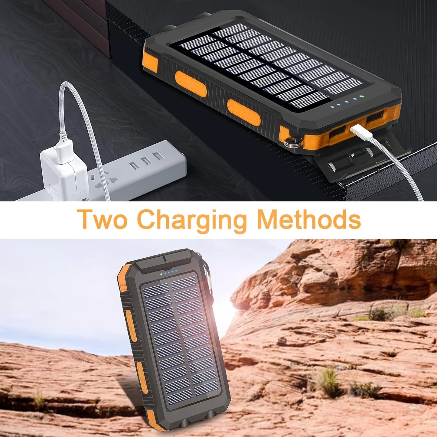 Solar Power Bank 80000mAh Portable Charging Poverbank External Battery Charger Strong Light LDE Light for All Smartphones
