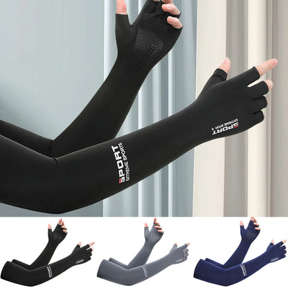 Summer Anti-UV Cooling ‌Ice Silk Arm Sleeves Breathable Stretchy Cover UV Protection Sun Sleeves for Cycling Running Sports