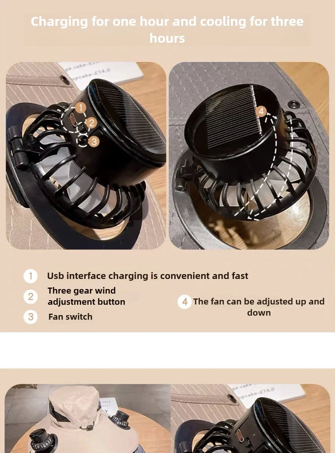 Outdoor Summer Sun Hat With 2 Fan Large Brim Windproof Strap Solar Or USB Charging Anti UV Sun Fishing Cap
