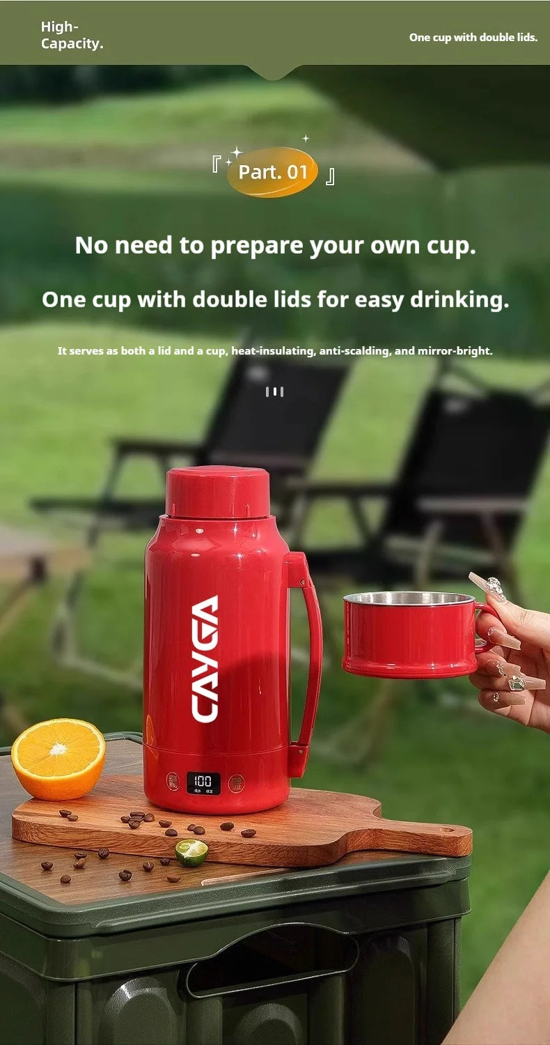 Large Capacity Travel Electric Kettle Constant Temperature Water Boiler Dual Lid Design 110V Portable Insulated Kettle