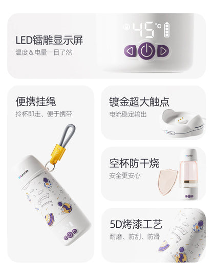 Wireless TemperatureControlled Cup, Portable Baby Bottle Warmer and Travel Kettle, Compact Water Heater, Quick Heat Bottle
