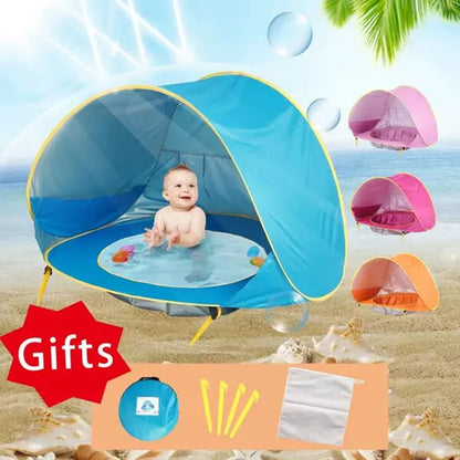 Baby Beach Tent UPF 50+ UV Protection Waterproof Sun Shelter with Mini Pool, Kids Outdoor Camping Portable Beach Sunshade