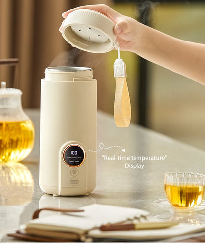 LED Digital Display Boiling Water Electric Bottle 220V 400W Leakproof Travel Milk Coffee Heating Cup Portable Hot Water Kettle