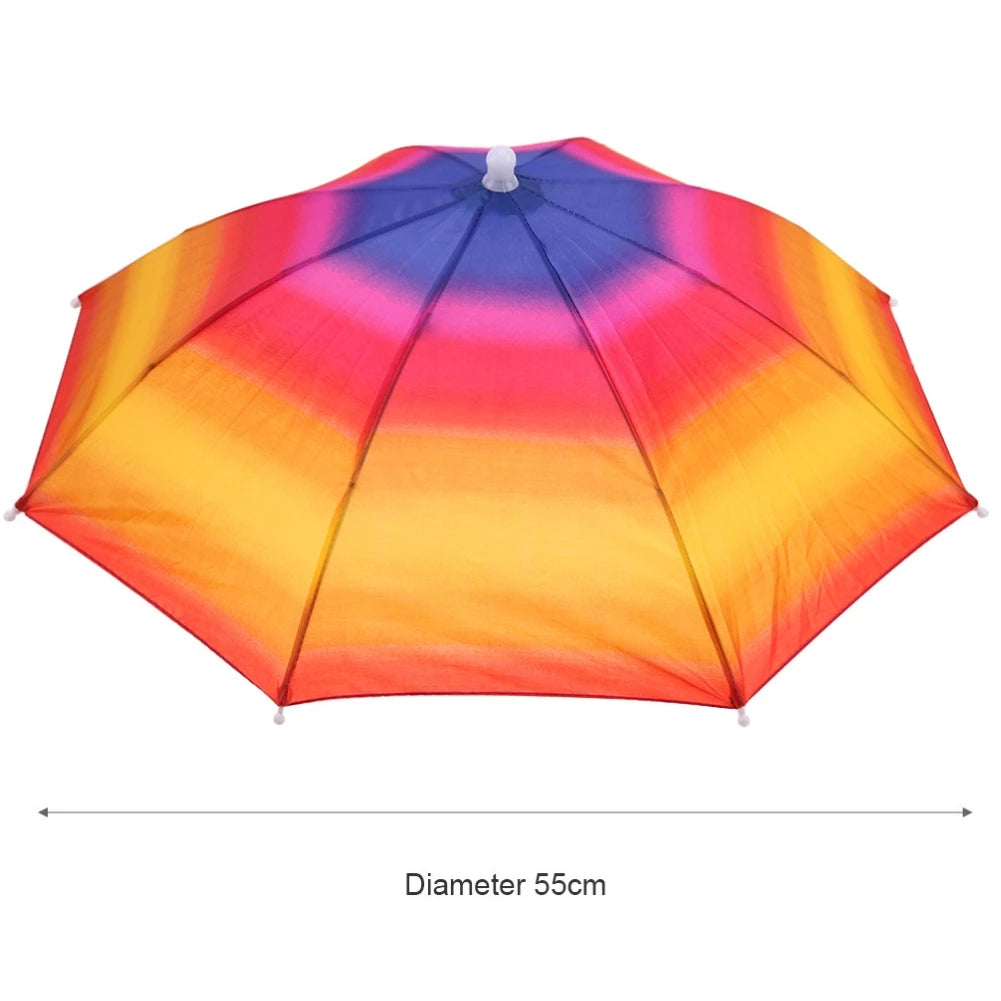 Portable Rain Umbrella Hat Foldable Outdoor Fishing Sunshade Waterproof Camping Headwear Beach Head Hats Fishing Hat 55-95CM