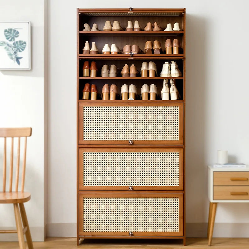 Imitation rattan woven shoe cabinet, simple shoe rack at the door of the home, economical, good-looking indoors