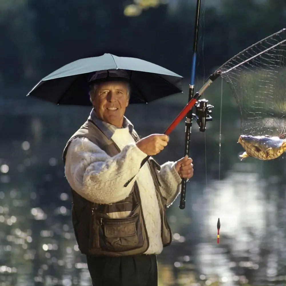 Outdoor Fishing Caps Portable Umbrella Hat Sunscreen Waterproof Fishing Umbrella Universal Headwear Hats Camping Foldable Hats