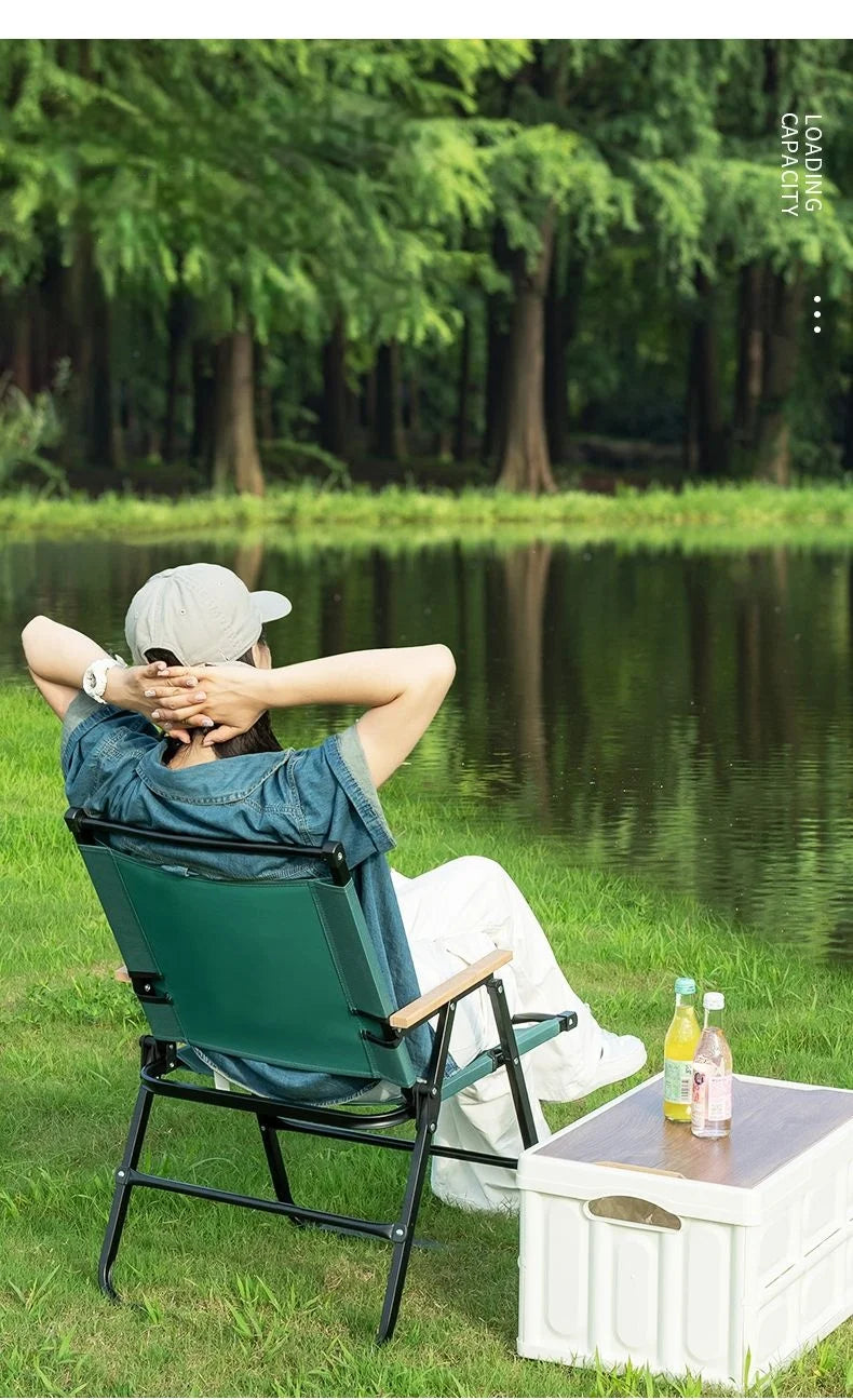 GIANXI Summer Outdoor Camping Green Folding Chair Aluminum Black Frame Portable ultra-light Fishing Chair Barbecue Beach Chair