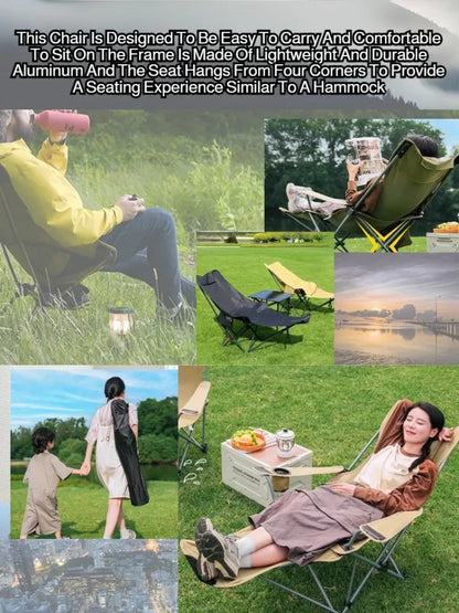 Outdoor Portable Camping Recliner Foldable Nap Beach Chair with Leg Support Lightweight Travel Folding Chair for Hiking Fishing