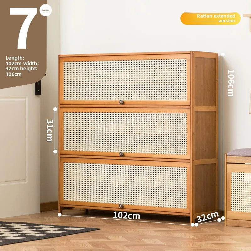 Imitation rattan woven shoe cabinet, simple shoe rack at the door of the home, economical, good-looking indoors