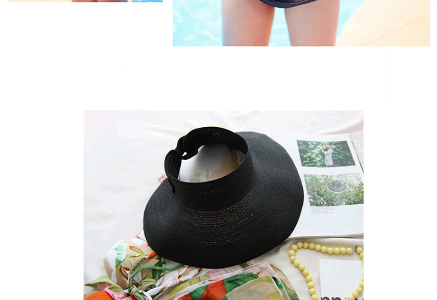 Women Summer Visors Hat Hat - Stylish and UV-Resistant for Outdoor HikingFoldable Sun Cap Wide Large Brim Beach Straw Hats Chape