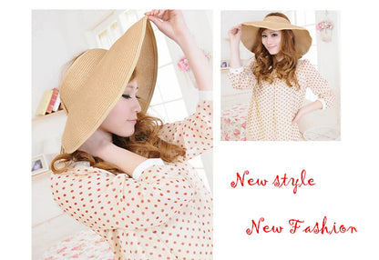 Women Summer Visors Hat Hat - Stylish and UV-Resistant for Outdoor HikingFoldable Sun Cap Wide Large Brim Beach Straw Hats Chape