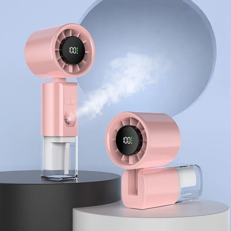 New Hand-held Fan 2 in 1 Nano Spray Water Replenishing Fan Portable Outdoor Humidification High-speed Turbine Small Fan
