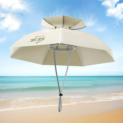 Double Layer Fishing Umbrella Hat Head-Mounted Sun Protection Hat for Fishing Hiking Camping Outdoor