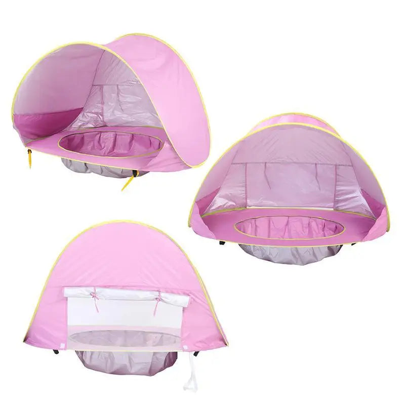 Baby Beach Tent UPF 50+ UV Protection Waterproof Sun Shelter with Mini Pool, Kids Outdoor Camping Portable Beach Sunshade