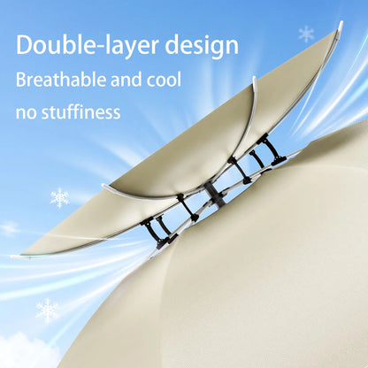 Double Layer Fishing Umbrella Hat Head-Mounted Sun Protection Hat for Fishing Hiking Camping Outdoor