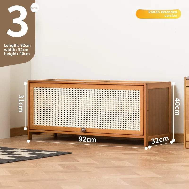 Imitation rattan woven shoe cabinet, simple shoe rack at the door of the home, economical, good-looking indoors