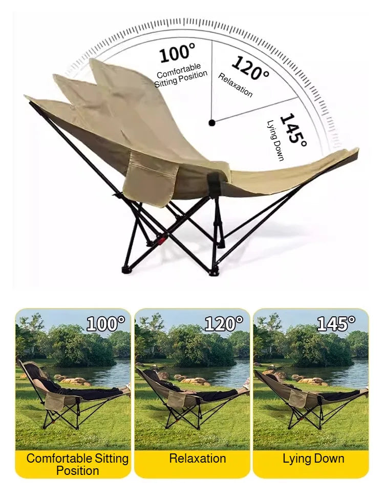 Outdoor Portable Camping Recliner Foldable Nap Beach Chair with Leg Support Lightweight Travel Folding Chair for Hiking Fishing