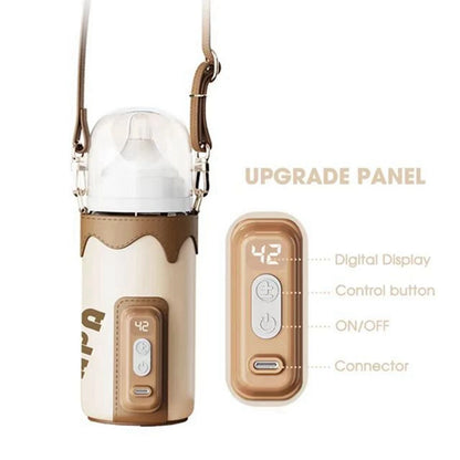 Portable Baby Bottle Warmer for Travel, USB Charging Bottle Warmer Sleeve, 5 Levels 38-50℃ Adjustable