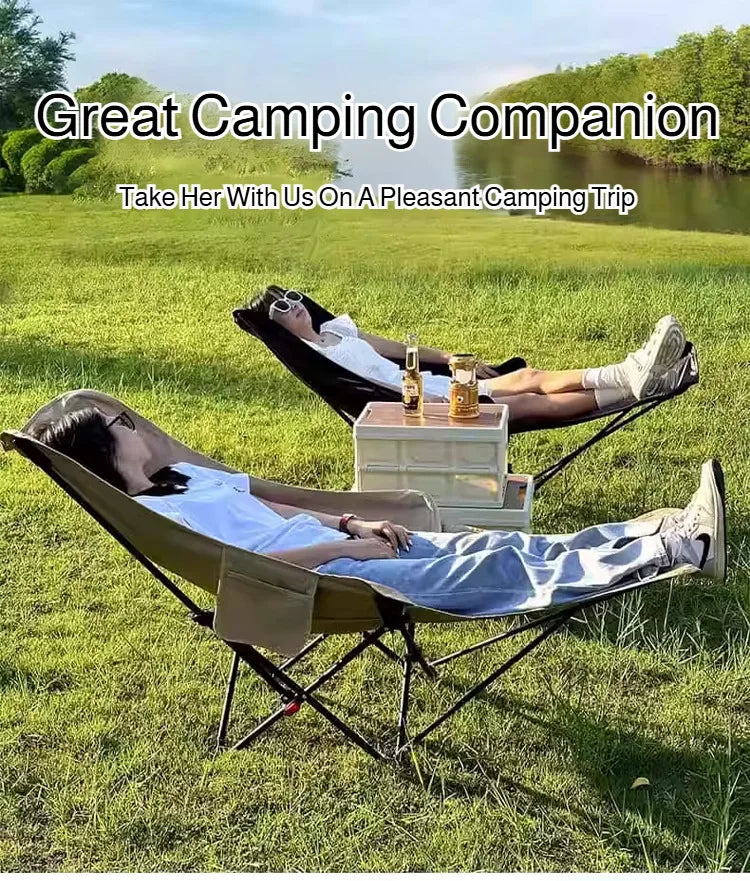 Outdoor Portable Camping Recliner Foldable Nap Beach Chair with Leg Support Lightweight Travel Folding Chair for Hiking Fishing