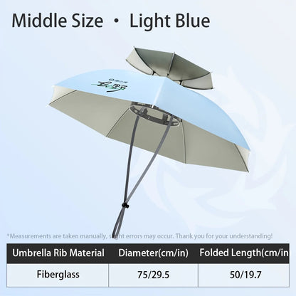 Double Layer Fishing Umbrella Hat Head-Mounted Sun Protection Hat for Fishing Hiking Camping Outdoor