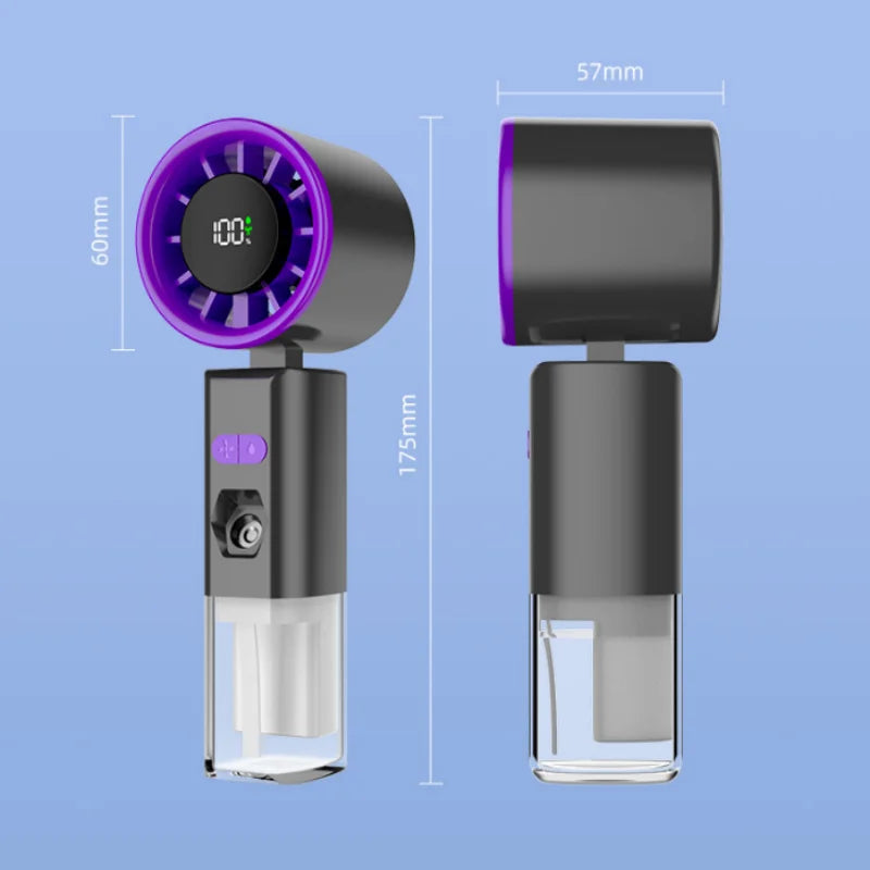 New Hand-held Fan 2 in 1 Nano Spray Water Replenishing Fan Portable Outdoor Humidification High-speed Turbine Small Fan
