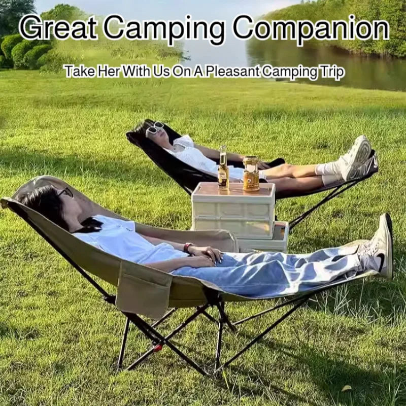 Outdoor Portable Camping Recliner Foldable Nap Beach Chair with Leg Support Lightweight Travel Folding Chair for Hiking Fishing