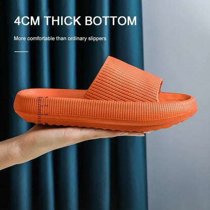 High quality Women Thick Slippers Indoor Home Eva Soft Sole Pillow Slides Sandals Woman Summer Non Slip Beach Flip Flops New