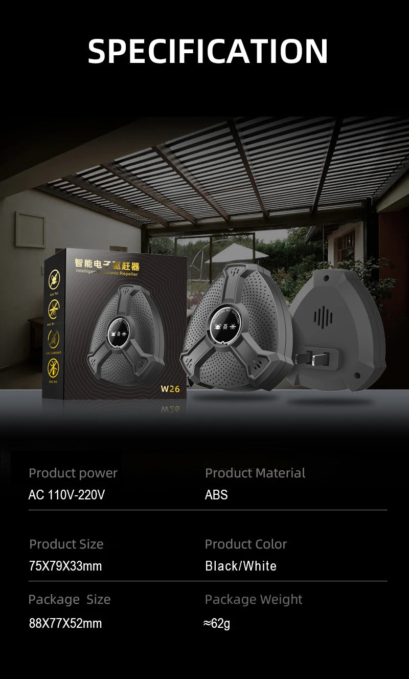 Intelligent Ultrasonic Rodent Repellent High-power Warehous Kitchen To Drive Away Mice And Cockroaches Household Use