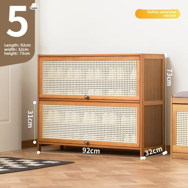 Imitation rattan woven shoe cabinet, simple shoe rack at the door of the home, economical, good-looking indoors