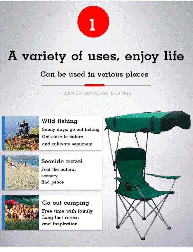 Stylish and Practical Beach Chair with Umbrella and Cooler Bag, Suitable for Picnics and Outdoor Activities