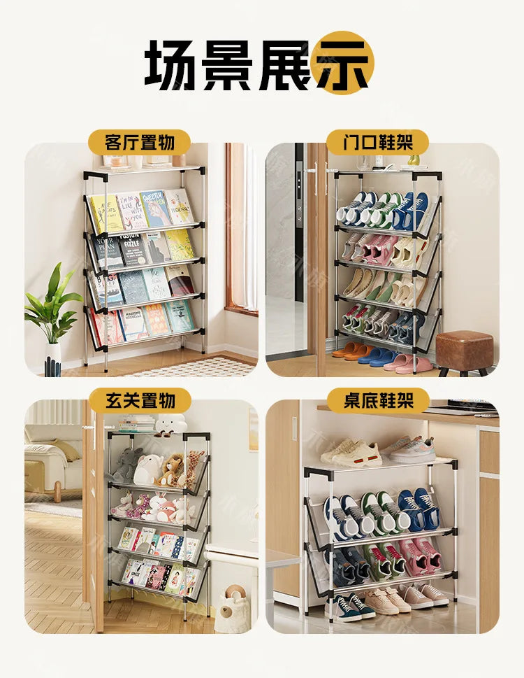 New simple multi-layer inclined dustproof shoe rack. Space saving home door step shoe cabinet, easy to assemble