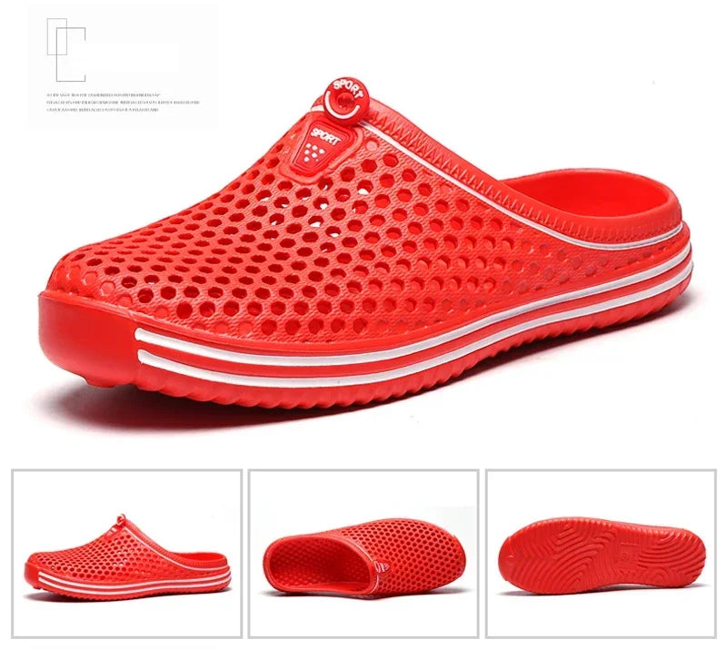 Men Shoes 2024 Beach Slippers Unisex Hollow Out Casual Women Beach Sandal Flip Flops Shoes Non-slip Size 36-45 Mens Slippers