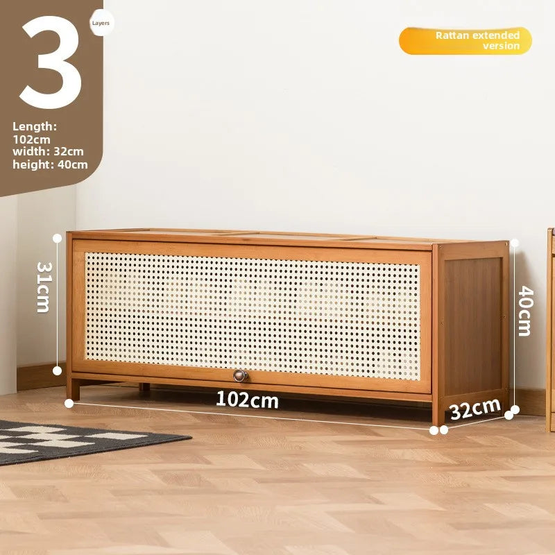 Imitation rattan woven shoe cabinet, simple shoe rack at the door of the home, economical, good-looking indoors