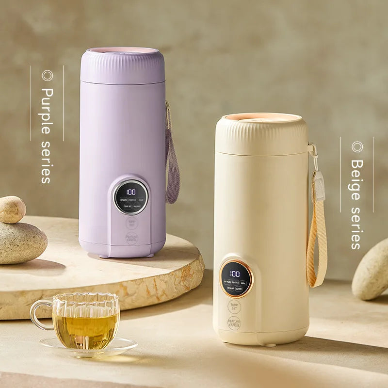 LED Digital Display Boiling Water Electric Bottle 220V 400W Leakproof Travel Milk Coffee Heating Cup Portable Hot Water Kettle