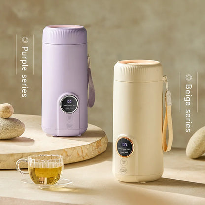 LED Digital Display Boiling Water Electric Bottle 220V 400W Leakproof Travel Milk Coffee Heating Cup Portable Hot Water Kettle