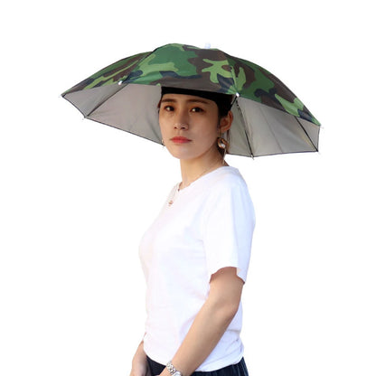 Portable Rain Umbrella Hat Foldable Outdoor Fishing Sunshade Waterproof Camping Headwear Beach Head Hats Fishing Hat 55-95CM