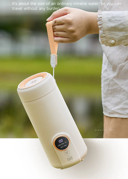LED Digital Display Boiling Water Electric Bottle 220V 400W Leakproof Travel Milk Coffee Heating Cup Portable Hot Water Kettle