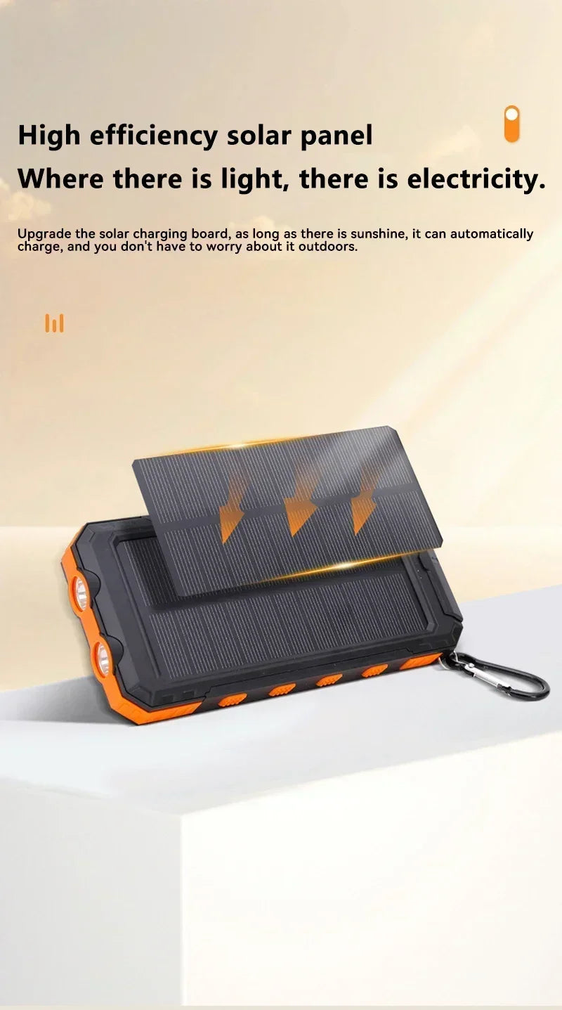 VIVO 500000mAh Solar Power Bank Portable Large Capacity Charger Compatible USB-A And USB-C With Flashlight For iPhone Huawei