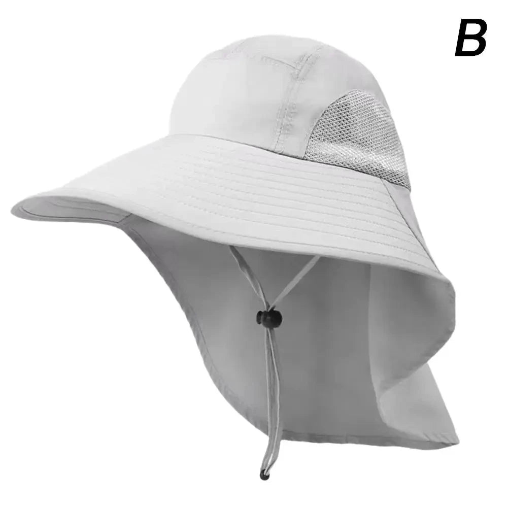 Wide Brim Sun Hat with Neck Flap for men women Adjustable Outdoor 50+UPF Protection Safari Cap Hiking Fishing Hat