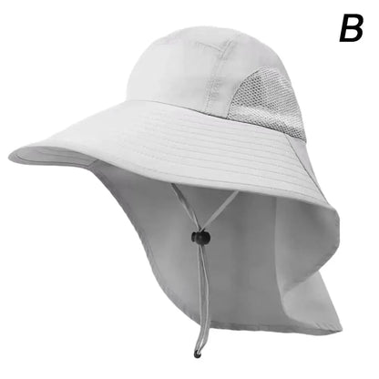Wide Brim Sun Hat with Neck Flap for men women Adjustable Outdoor 50+UPF Protection Safari Cap Hiking Fishing Hat