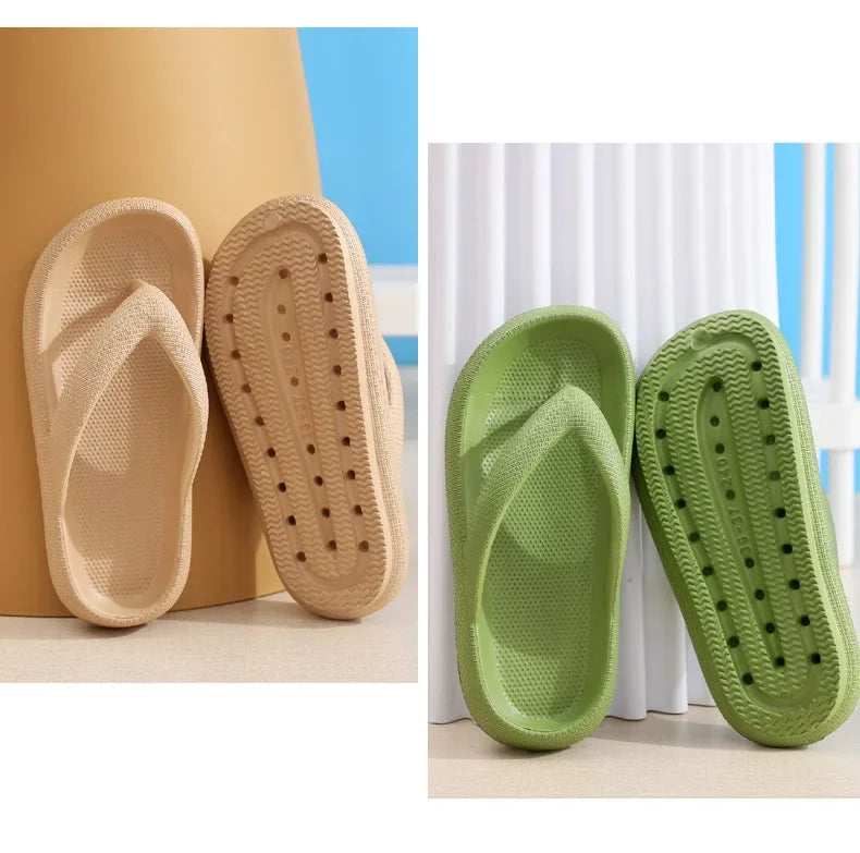 Summer Flip Flops Flat Platform Comfy Women Soft Sole Beach Slippers Fashion Sandals House Bathroom Non-Slip Thick Soled Shoes
