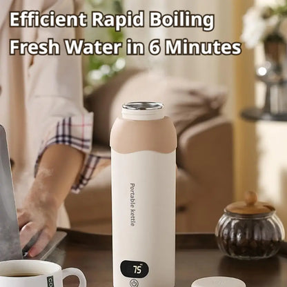 500ml LCD Electric Kettle WIth 304 Stainless Steel Hotel Camping 6 Temperature Control USB Portable Travel Heating Water Cup