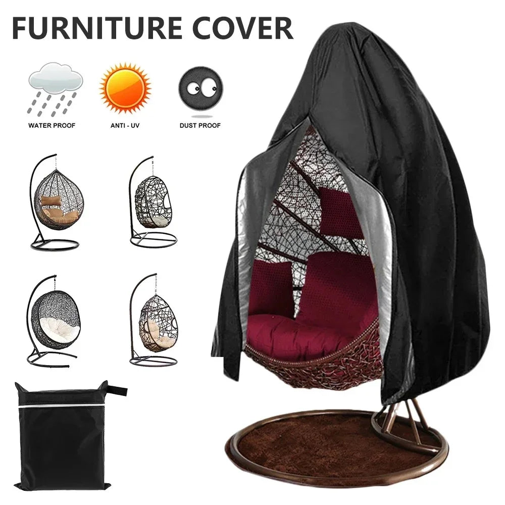 210D Oxford Waterproof Patio Hanging Egg Chair Cover Wicker Swing Egg Chair Cover Swing Hanging Chair Egg Shell Courtyard Garden