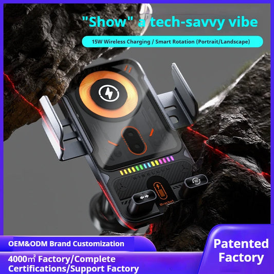 15W Wireless Charger Smart Induction Rotating Universal Car Mobile Phone Holder Air Outlet Clip For iPhone Samsung Xiaomi Huawei