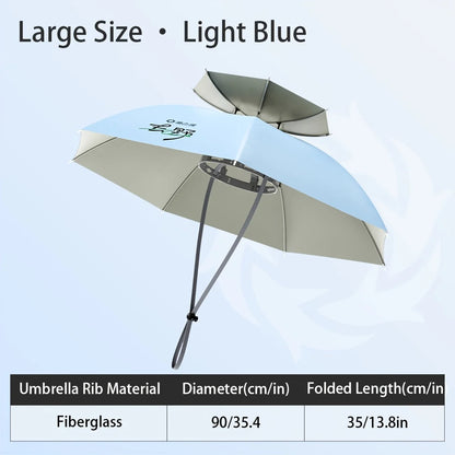 Double Layer Fishing Umbrella Hat Head-Mounted Sun Protection Hat for Fishing Hiking Camping Outdoor