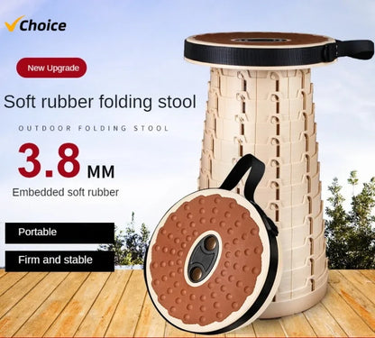 Outdoor Folding Stool with Soft Glue Queue Up  Portable Telescoping Travel Camping Fishing Bearing Strength Small Size